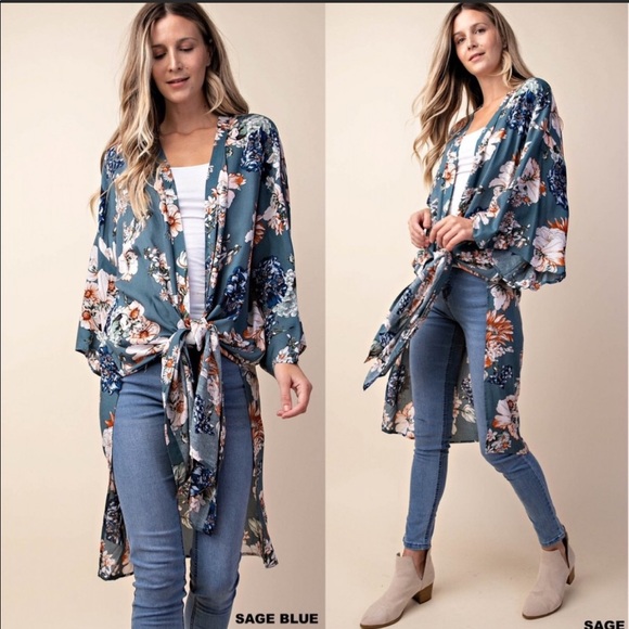 💃Last! Belinda Floral Kimono Duster Maxi Boho - Picture 2 of 5